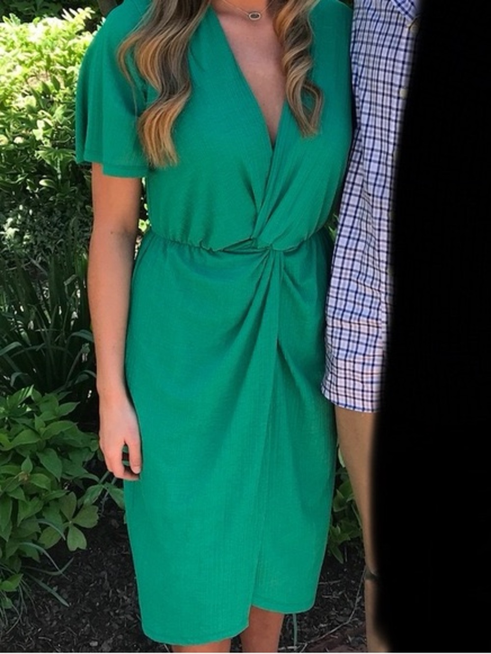 All in Favor Emerald Green Knot-Front Midi Dress